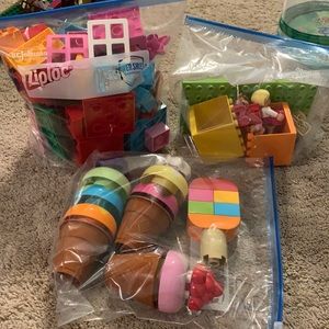 Lego mega blocks set of home/grocery store with people and dog.Good condition$15